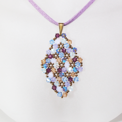 Pendant 40cm - Shea Rhombus M-Mauve Suedine - Pendant 40cm - Laiton bronze